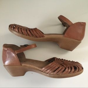 Michelle D Leather Strap Clog Heels